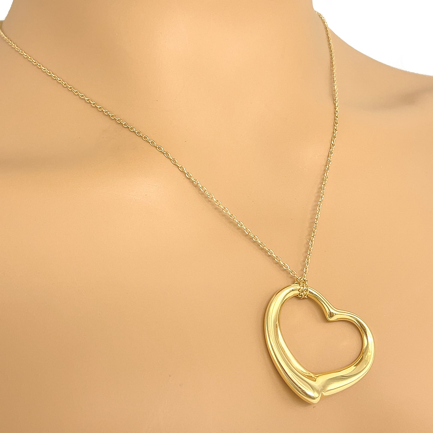 Tiffany and Co. Elsa Peretti Large Open Heart Pendant Necklace