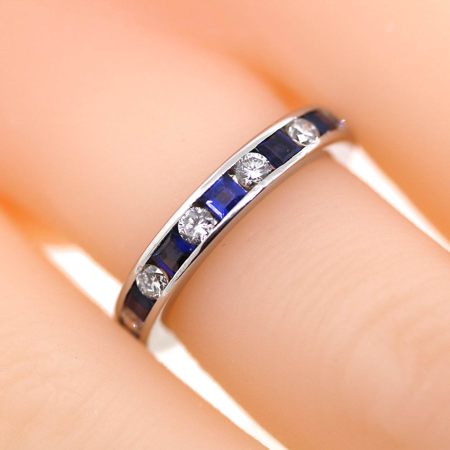 Platinum Diamond & Sapphire Eternity Ring
