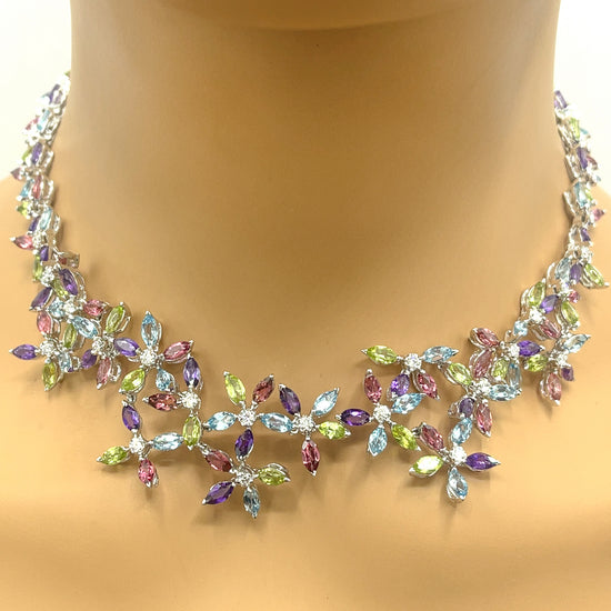 Asprey Daisy Collection Multi-colored Semi-precious and Diamond Necklace