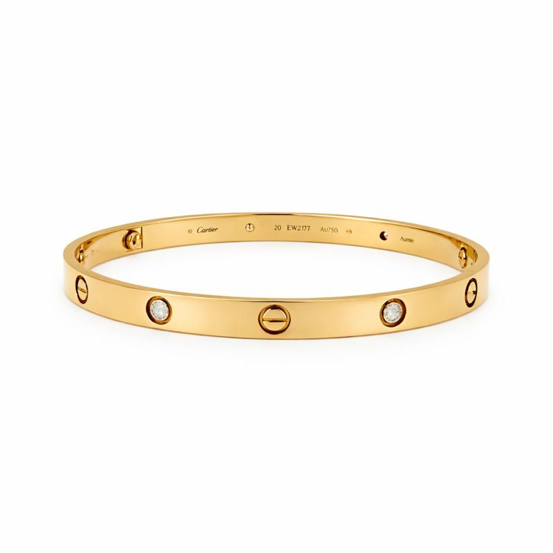 Cartier Classic Love Bracelet with 4 Diamonds in Size 20