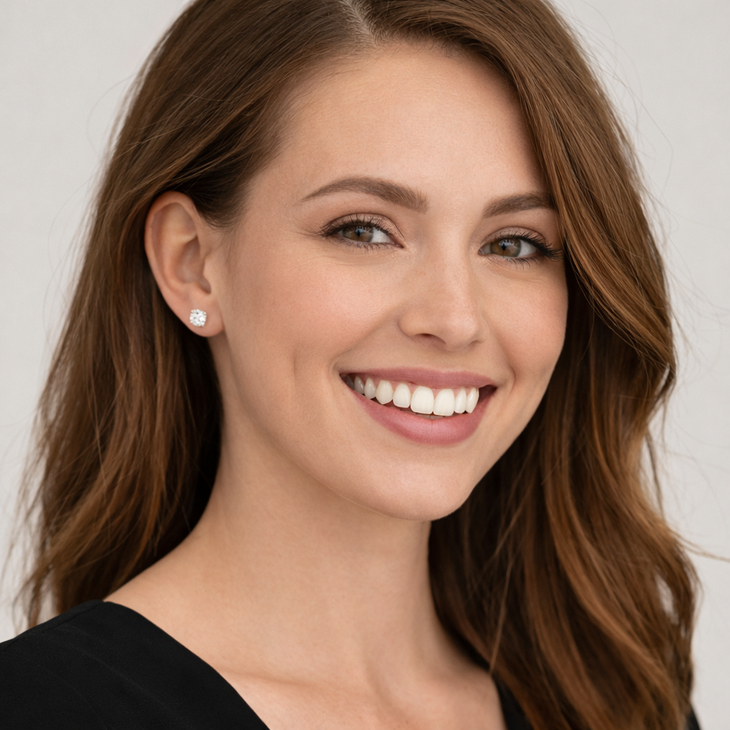  Classic 14k White Gold Diamond Studs Earrings