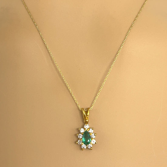 Sweet Emerald and Diamond Pendant