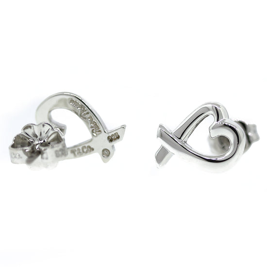 Preowned Paloma Picasso Loving Heart Sterling Silver Stud Earrings