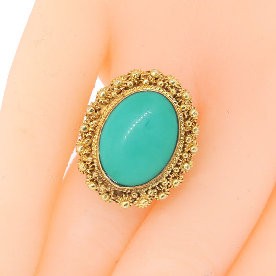 Turquoise Oval 14k Yellow Gold Ring