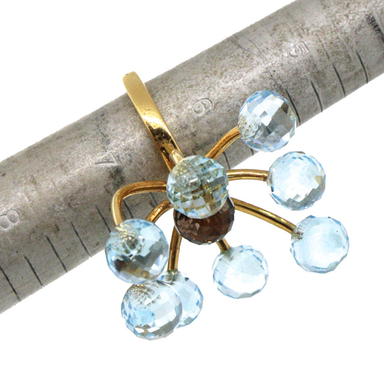 Pianegonda Blue Topaz and Brown Quartz Atmosphere Ring