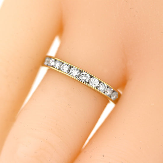 Diamond Channel-Set Pave Band Wedding Ring Size 5.75
