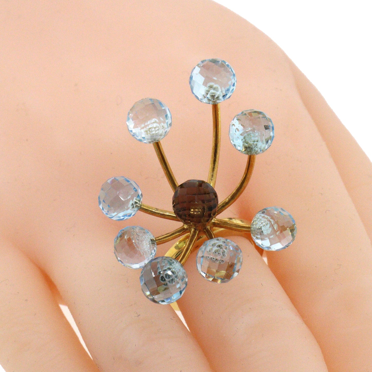 Pianegonda Blue Topaz and Brown Quartz Atmosphere Ring