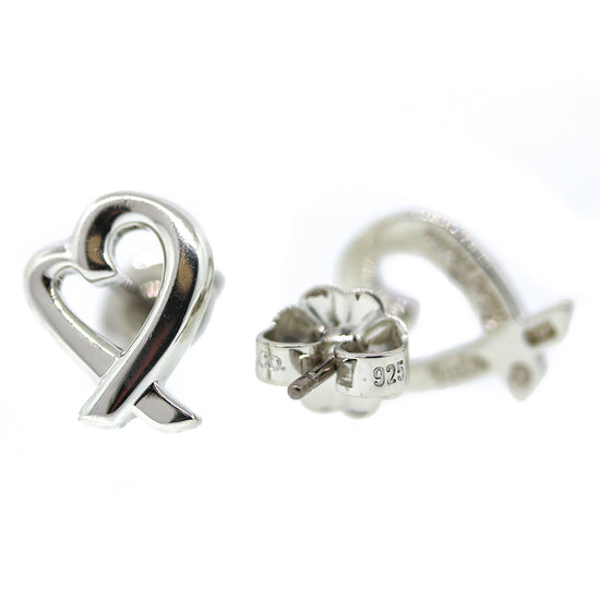 Preowned Paloma Picasso Loving Heart Sterling Silver Stud Earrings