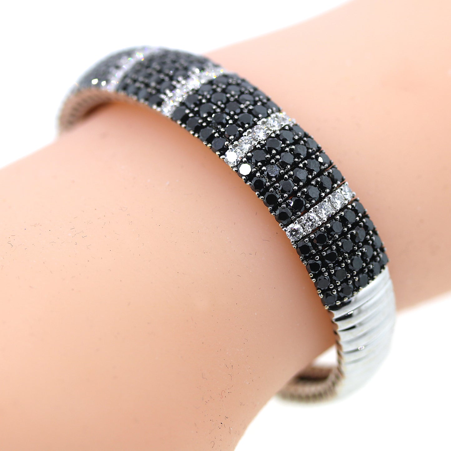 Black & White Diamond Cuff Bracelet in 18k White Gold