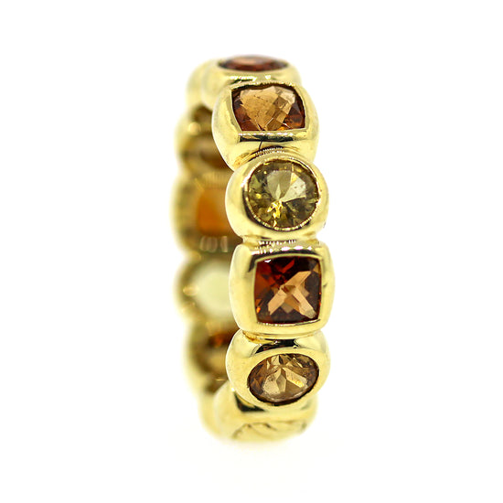 Preowned David Yurman Chiclet with Citrine and Peridot Ring in 18k Yellow Gold