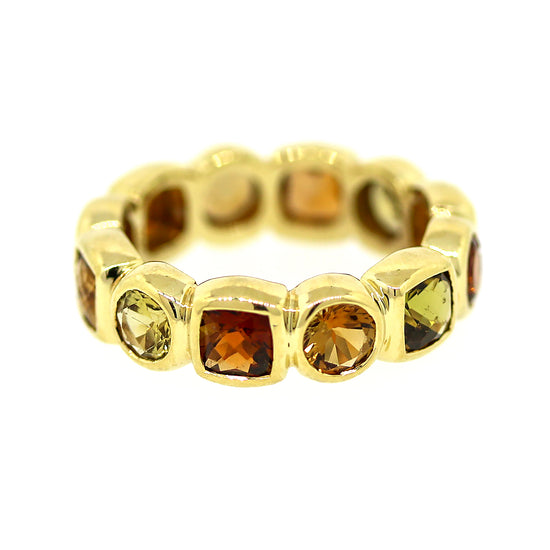 Preowned David Yurman Chiclet with Citrine and Peridot Ring in 18k Yellow Gold