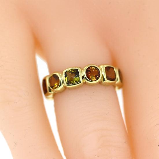 Preowned David Yurman Chiclet with Citrine and Peridot Ring in 18k Yellow Gold