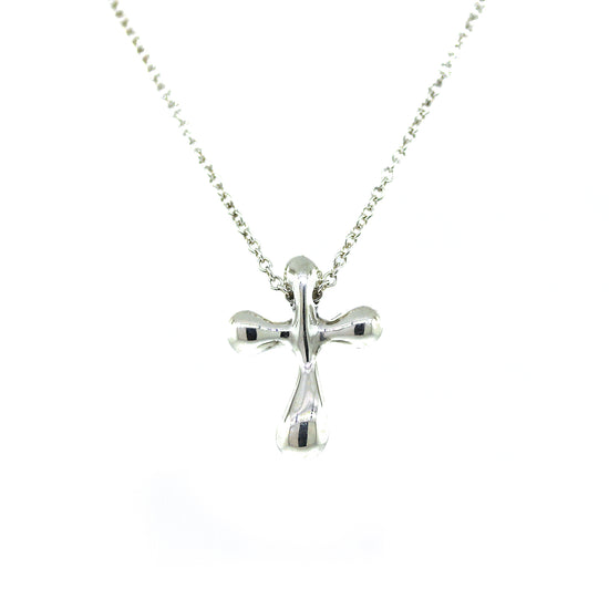 Preowned Tiffany and Co. Sterling Silver Elsa Peretti Cross Pendant Necklace