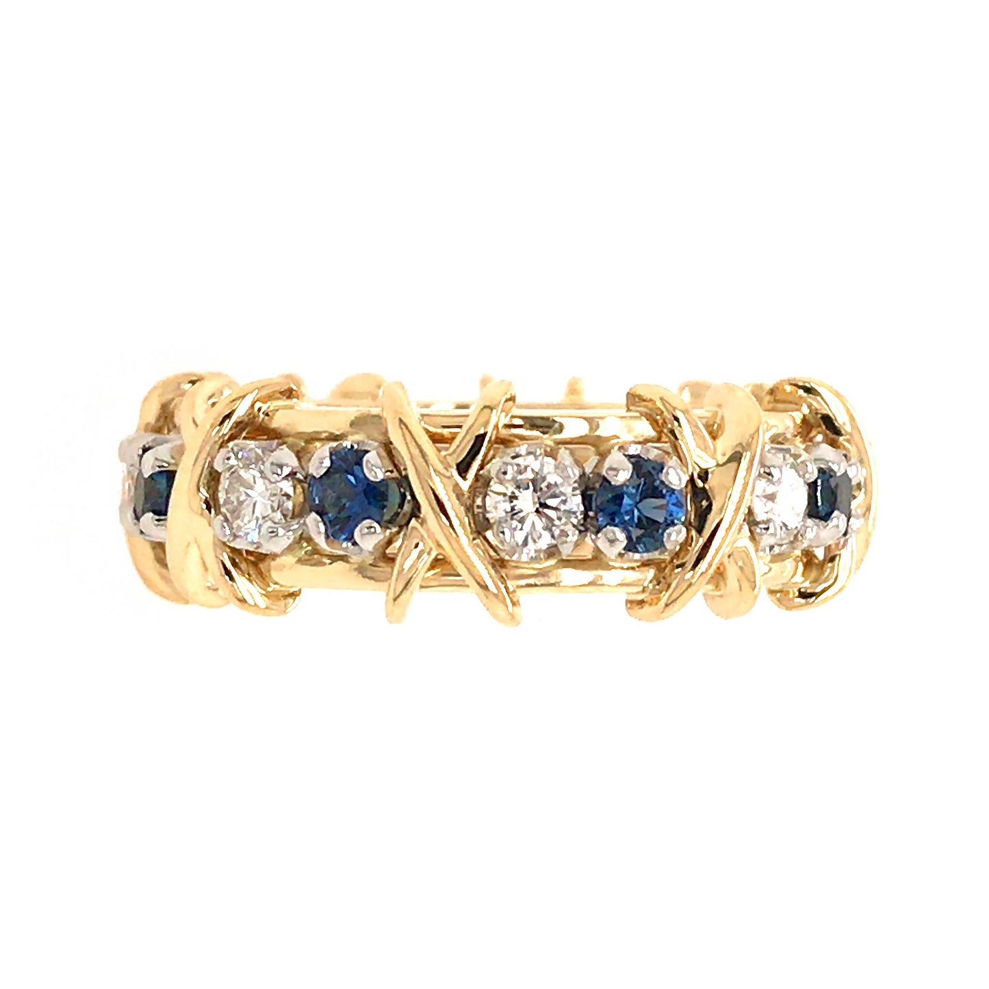 Tiffany and Co. Schlumberger Diamond and Sapphire Eternity Ring