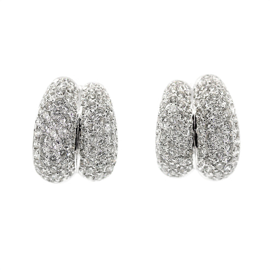 18k Gold Diamond Huggie Earrings