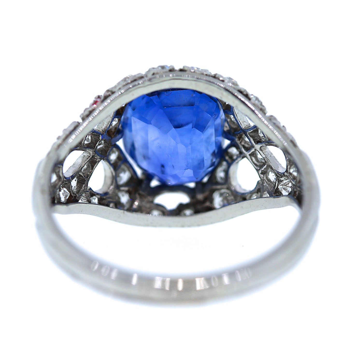 GIA Certified No Heat Blue Sapphire & Diamond Ring Size 5