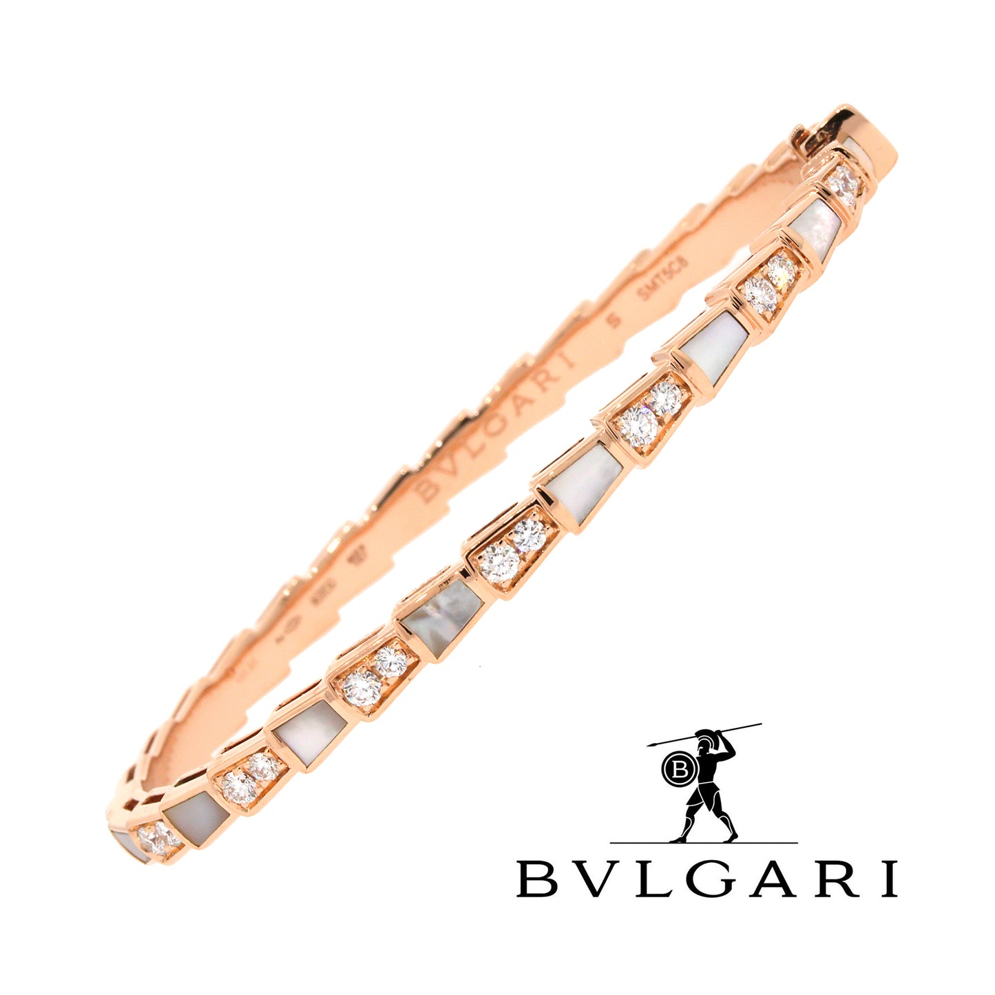 Pre-Owned Bvlgari Serpenti Viper Diamond Bracelet with Mother of Pearl
