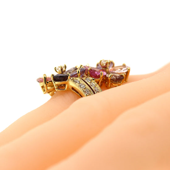 Bvlgari Sapphire & Diamond Flower Ring in 18k Gold