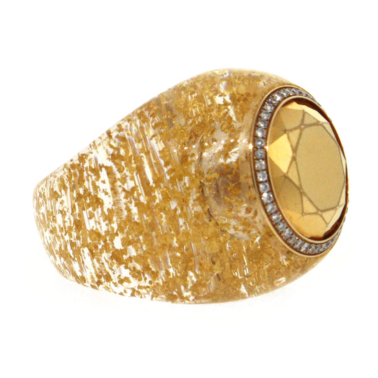 Chopard Diamond Resin Ring in 18k Yellow Gold