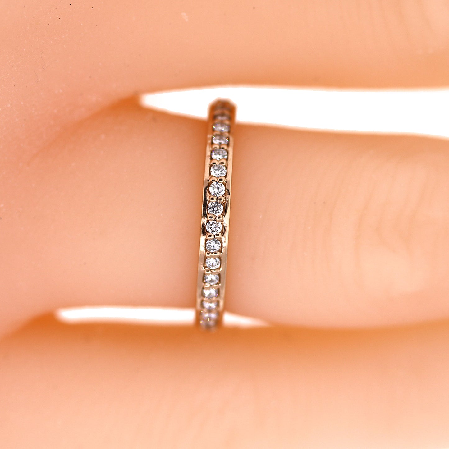 Sweet Reserved Pink Gold Bead Set Diamond Wedding Band