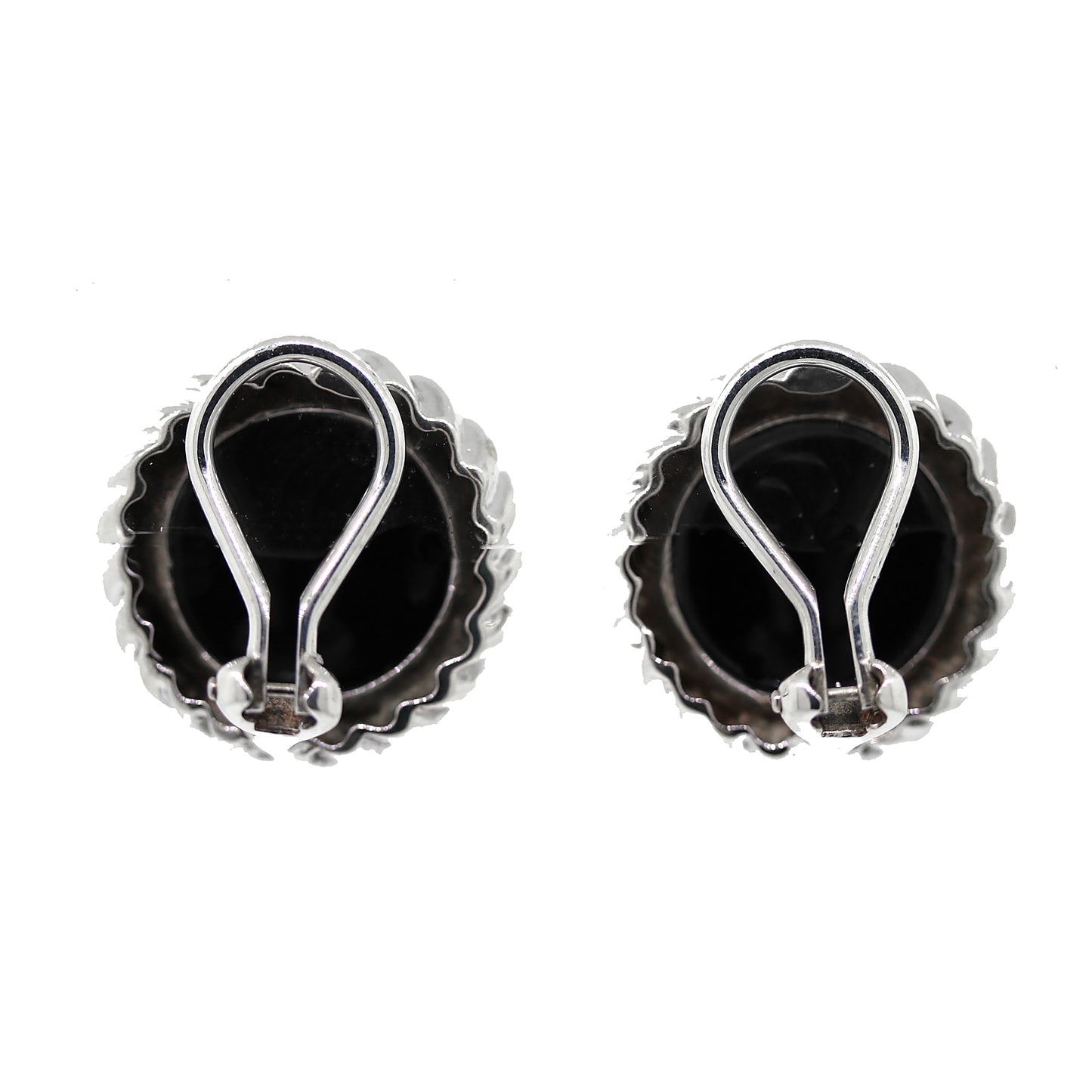 Tiffany and Co. Sterling Silver Onyx Button Earclips