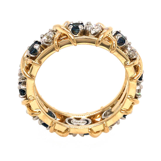 Tiffany and Co. Schlumberger Diamond and Sapphire Eternity Ring