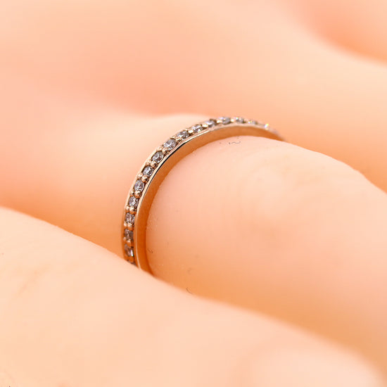 Sweet Reserved Pink Gold Bead Set Diamond Wedding Band