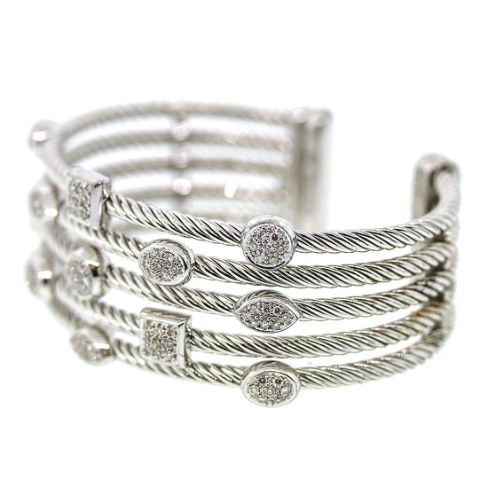 Preowned David Yurman Diamond Five Row Confetti Bracelet in Sterling Silver