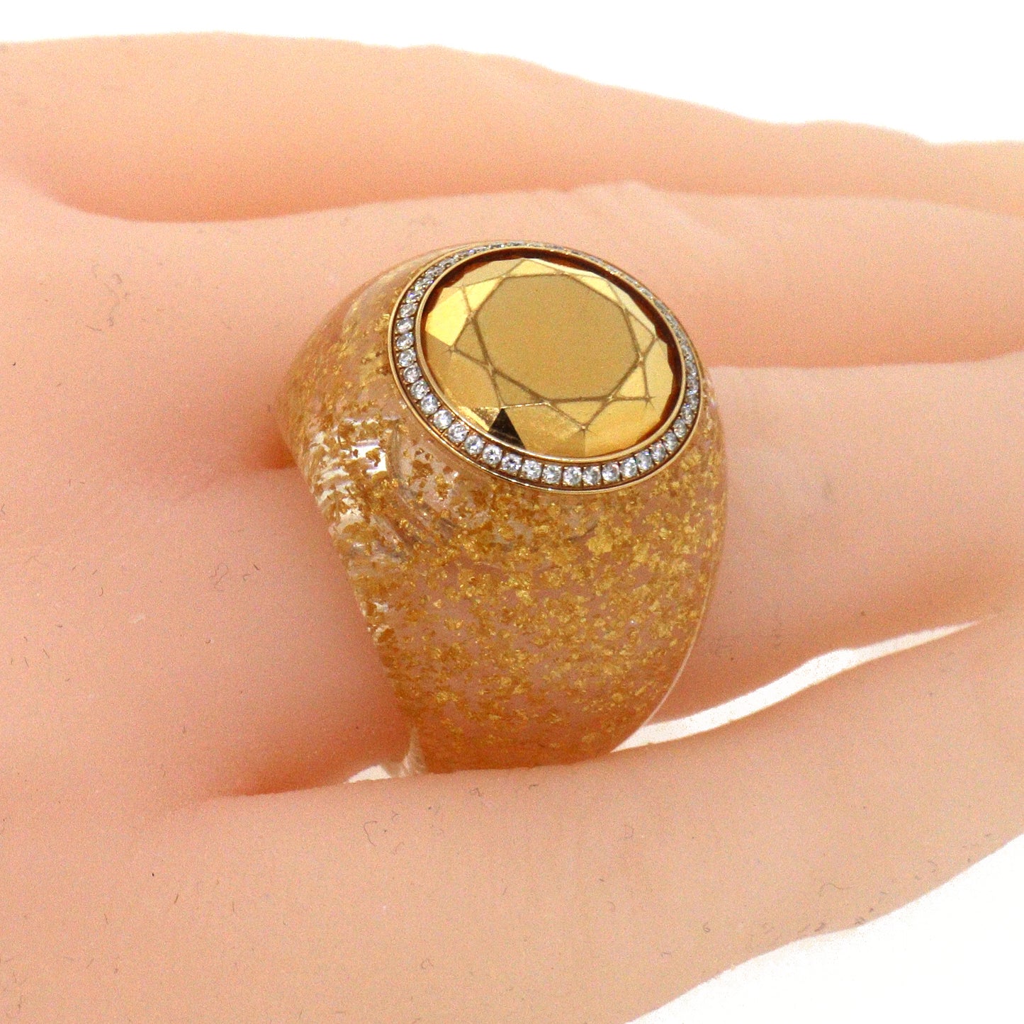 Chopard Diamond Resin Ring in 18k Yellow Gold