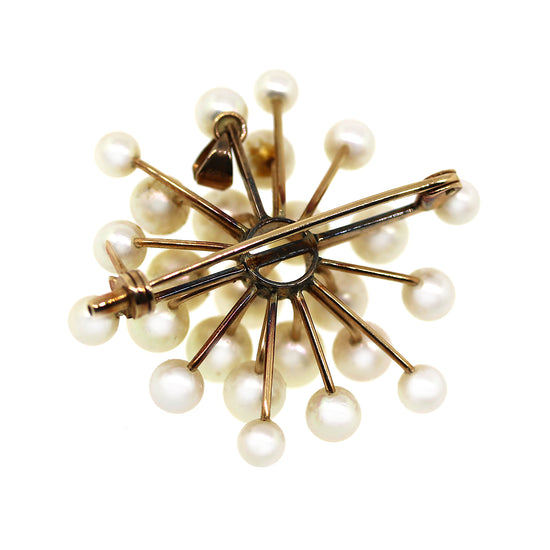 Sunburst Pearl Gold Pin Pendant