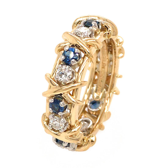 Tiffany and Co. Schlumberger Diamond and Sapphire Eternity Ring