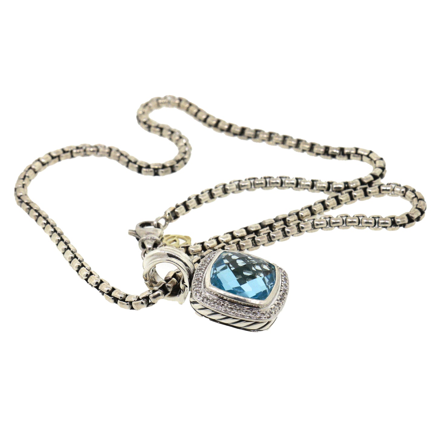 David Yurman Albion Diamond and Blue Topaz Pendant Necklace