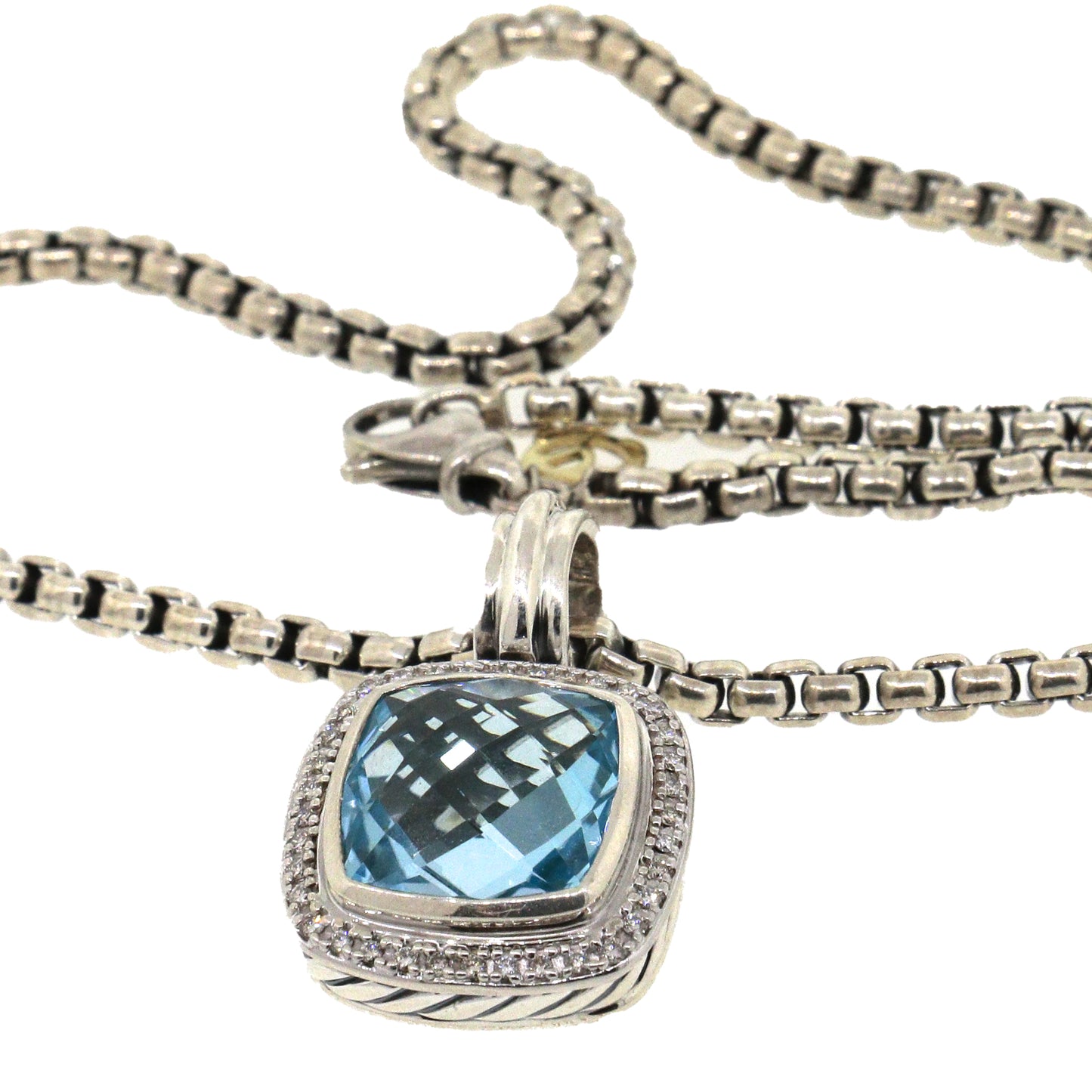 David Yurman Albion Diamond and Blue Topaz Pendant Necklace