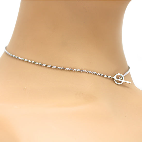 Hermes 18K White Gold Mini Chaine D'ancre Necklace