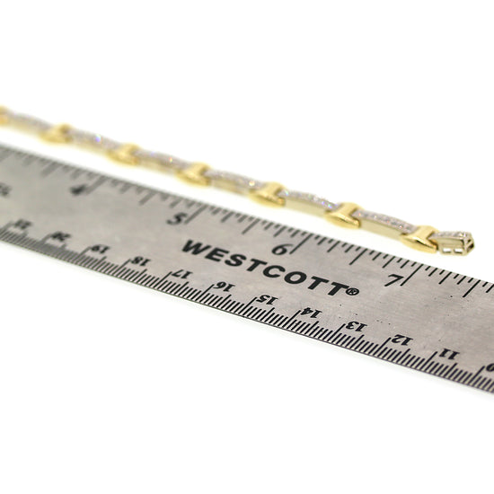 Diamond Bar Bracelet in Two Tone 14k Gold