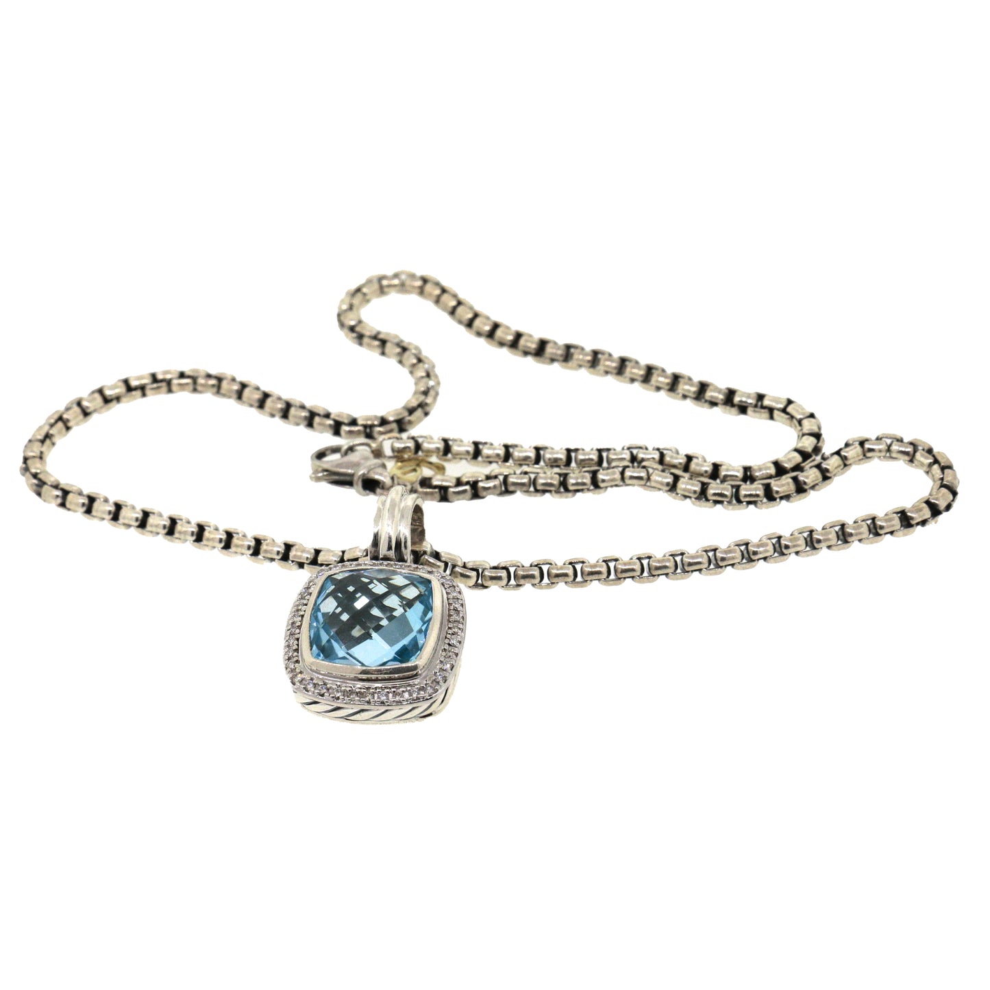 David Yurman Albion Diamond and Blue Topaz Pendant Necklace