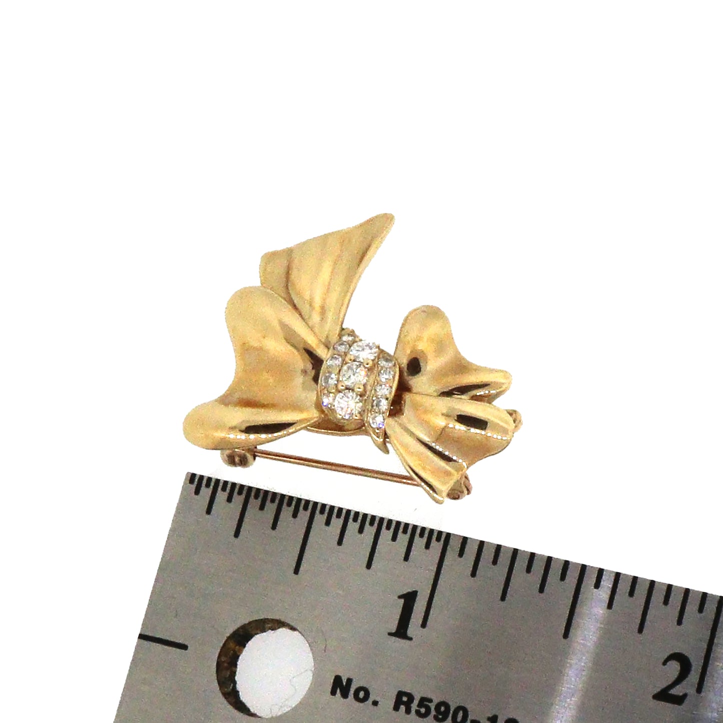 14 kt Yellow Gold Diamond Bow Brooch