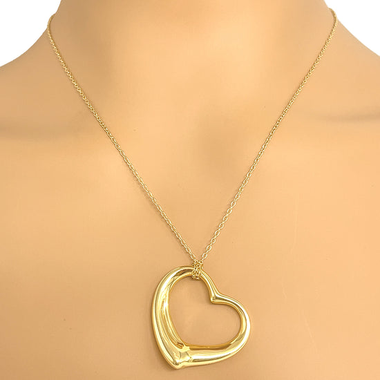 Tiffany and Co. Elsa Peretti Large Open Heart Pendant Necklace