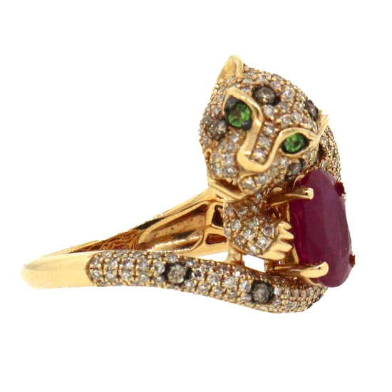 Effy Signature Panther Ruby, Diamond and Emerald Ring