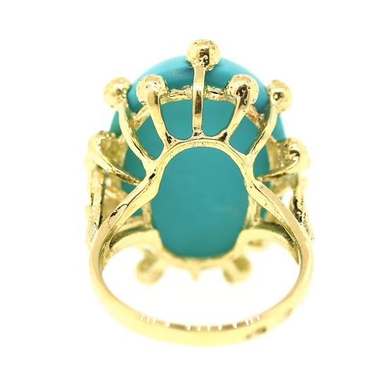 Turqouise and Yellow Gold Ocean Reef Ring