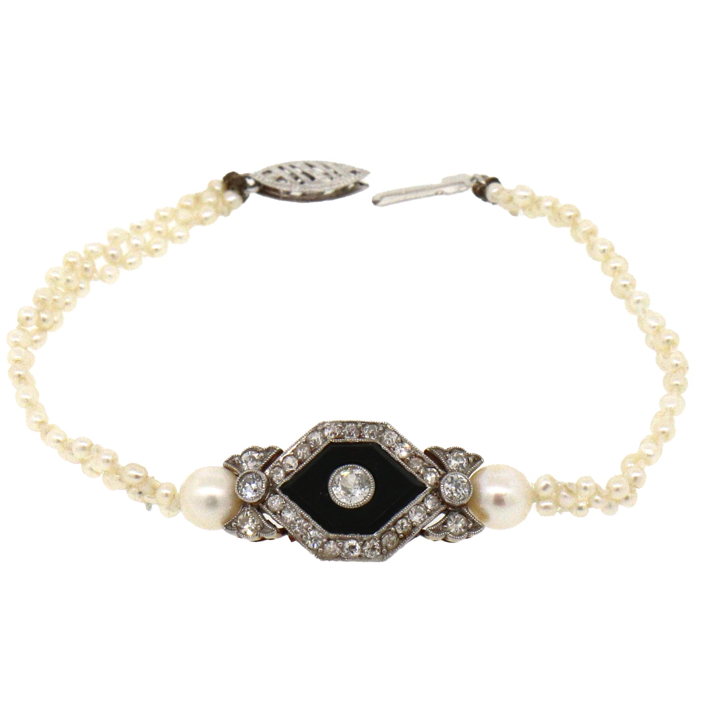 Art Deco Pearl and Diamond Bracelet