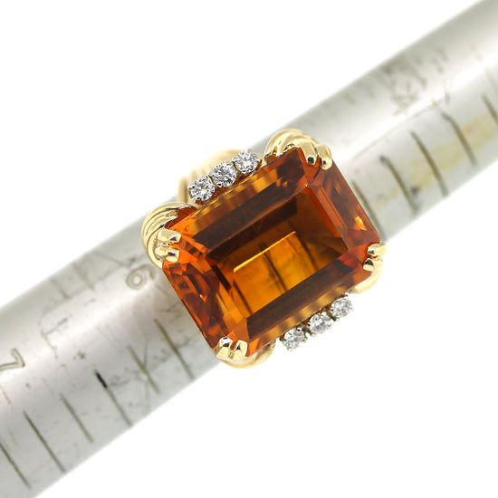 Diamond & Citrine Estate Ring in 14k Gold