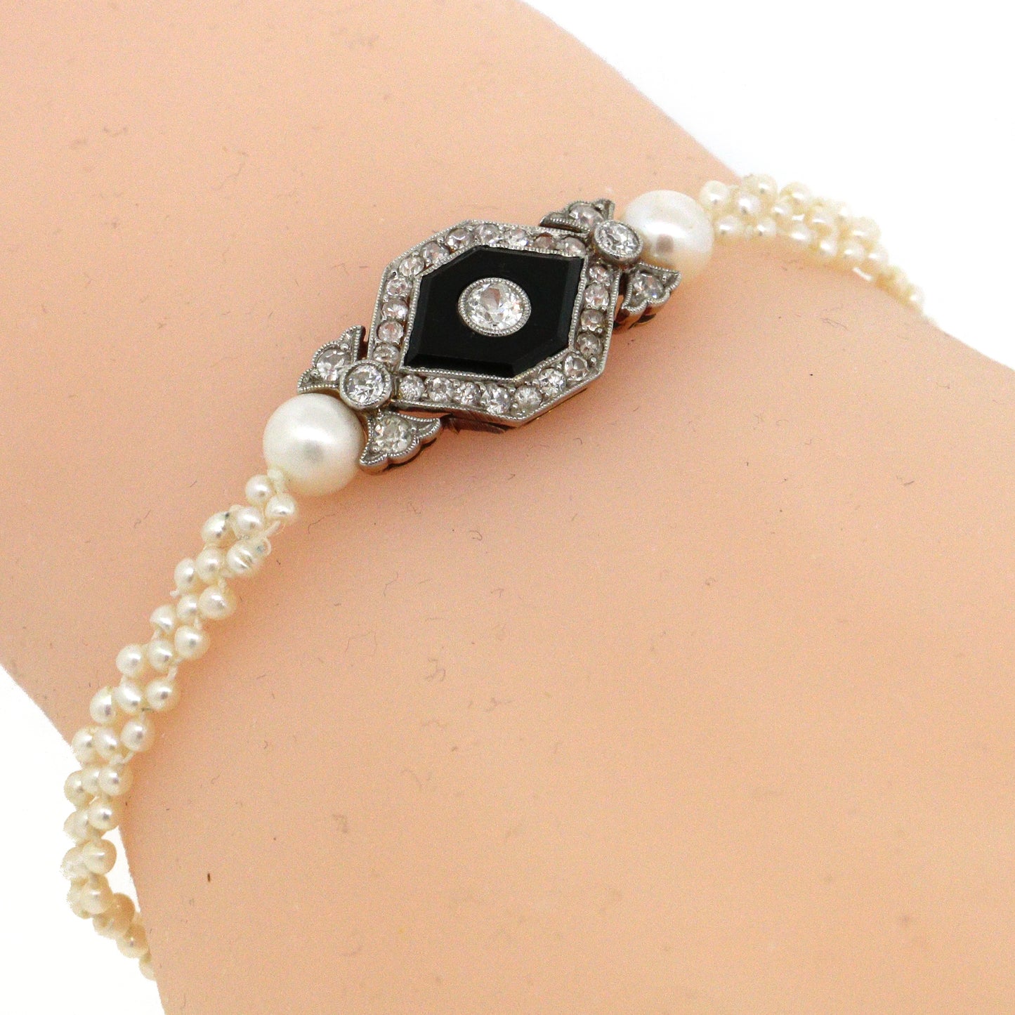 Art Deco Pearl and Diamond Bracelet