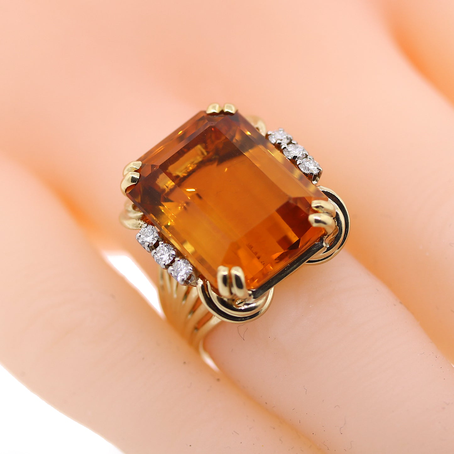 Diamond & Citrine Estate Ring in 14k Gold