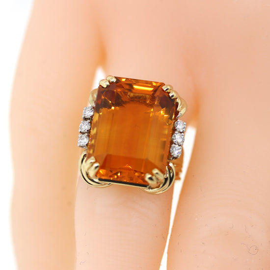 Diamond & Citrine Estate Ring in 14k Gold