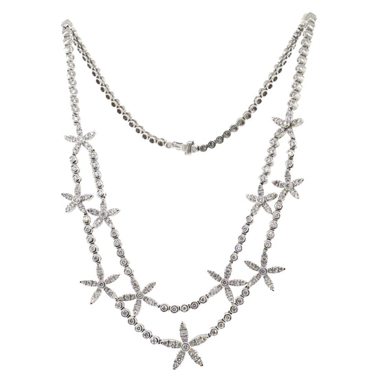 Asprey Daisy Collection Pave Diamond Flowers Necklace