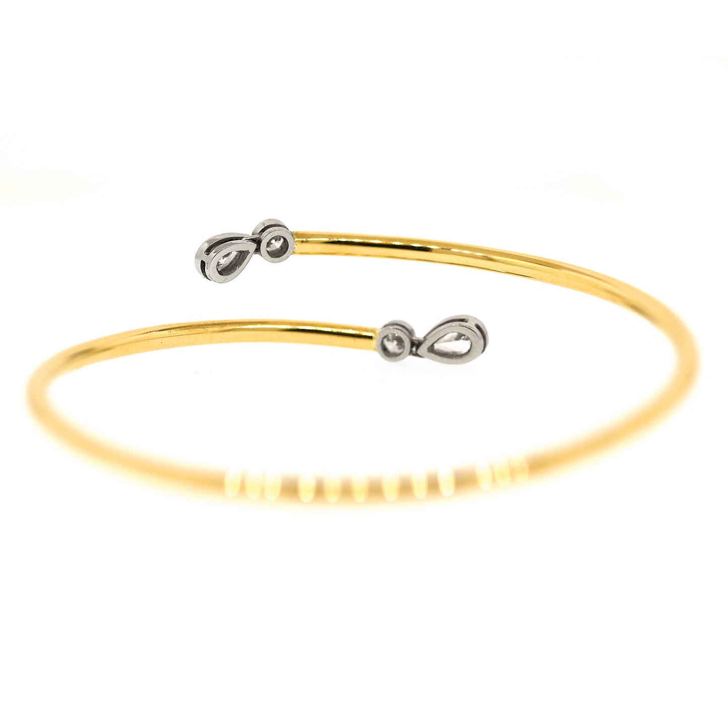 Charming 18k Yellow Gold and Platinum Diamond Slip-on Bracelet
