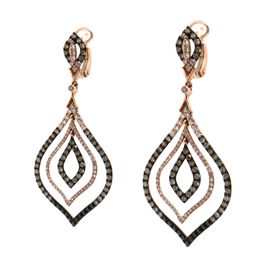 Multi-colored Diamond Earrings in 14k Pink Gold