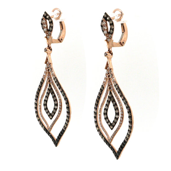 Multi-colored Diamond Earrings in 14k Pink Gold