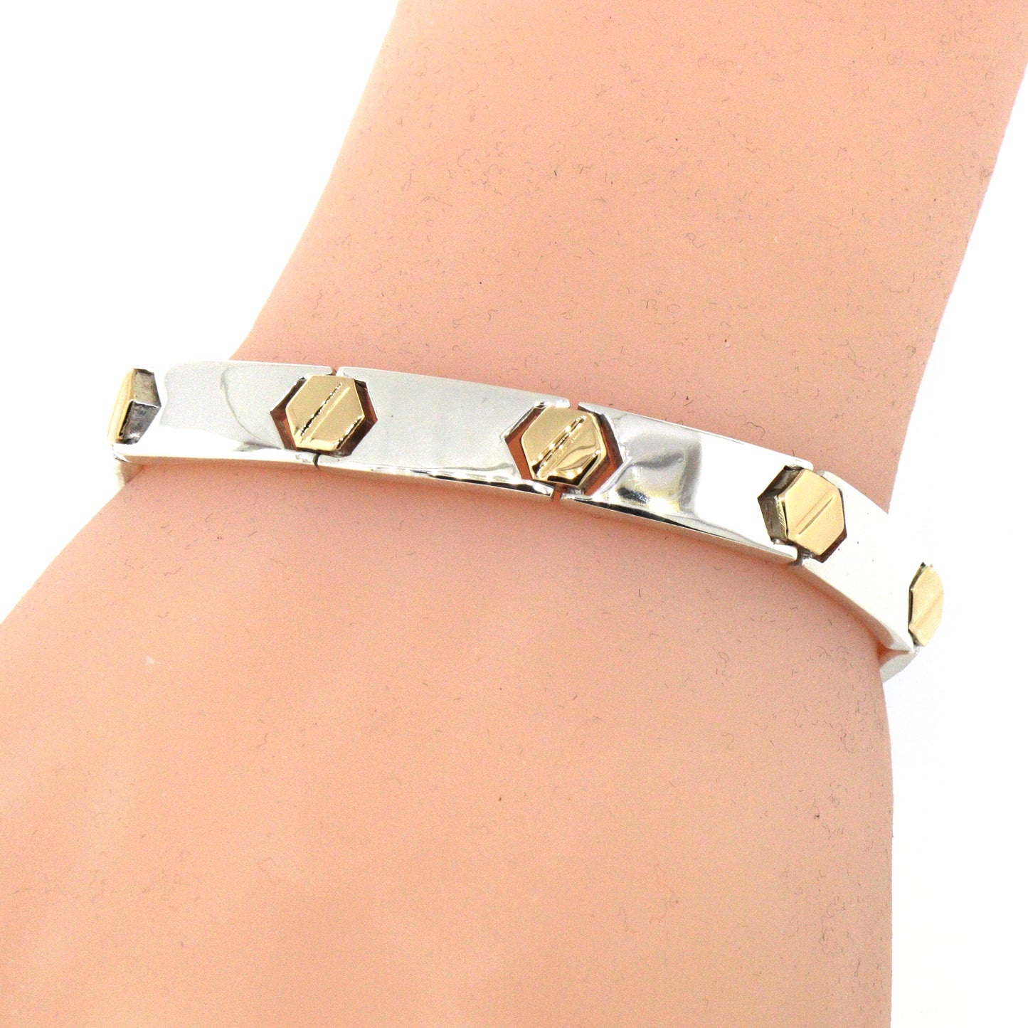 Estate Bayanihan Sterling Silver and 18k Gold Bracelet